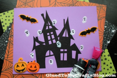 Thumbprint Ghost In Haunted House Craft