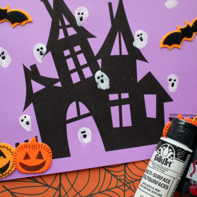 Thumbprint Ghost In Haunted House Craft
