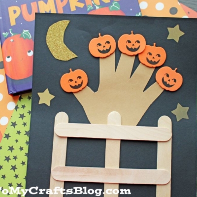 Popsicle Stick Five Little Pumpkins On A Fence