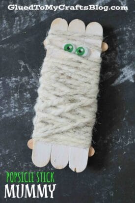 Popsicle Stick And Yarn Mummy - Kid Craft Idea