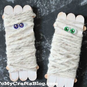 Popsicle Stick And Yarn Mummy - Kid Craft Idea