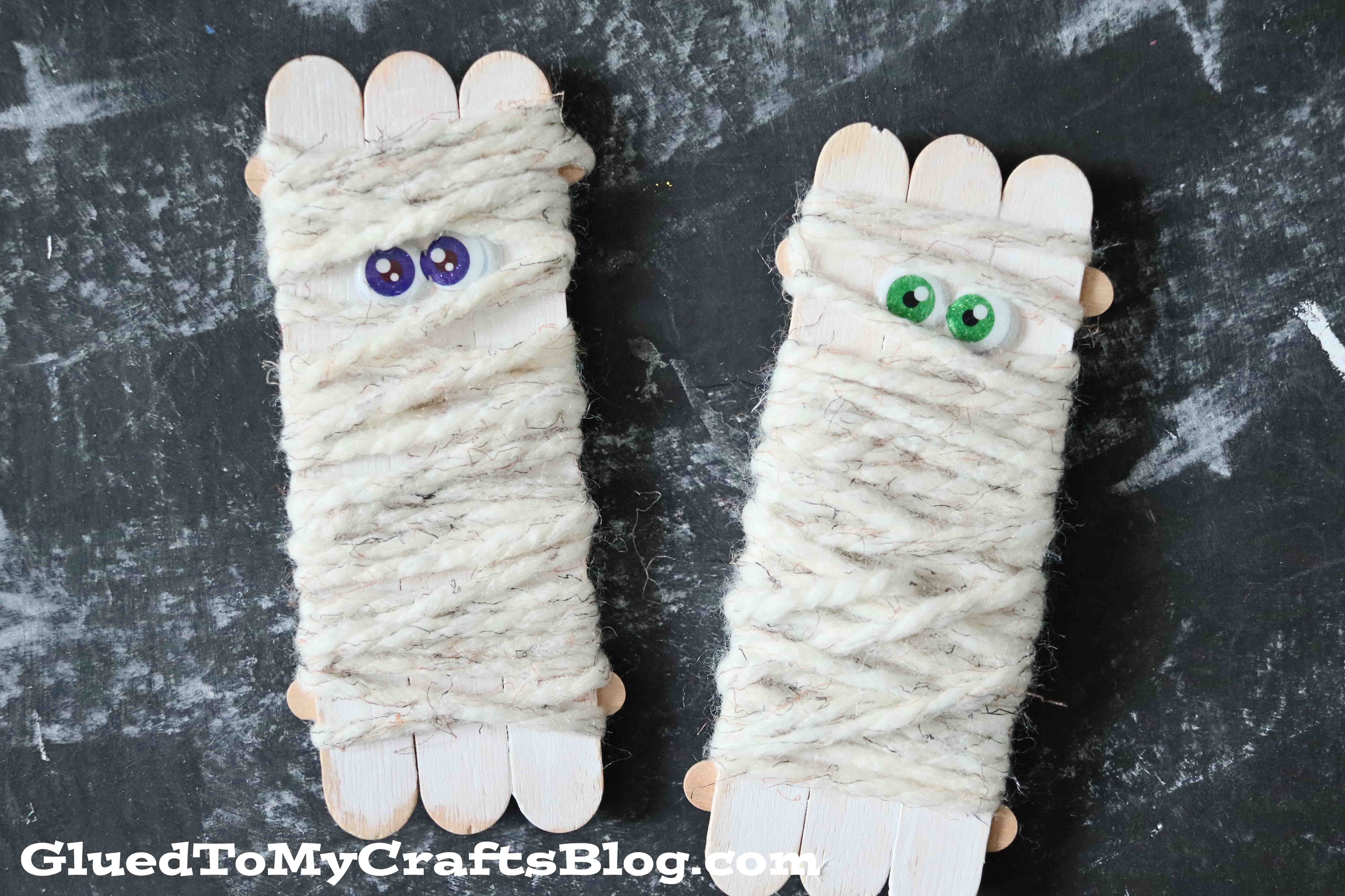 Popsicle Stick And Yarn Mummy - Kid Craft Idea