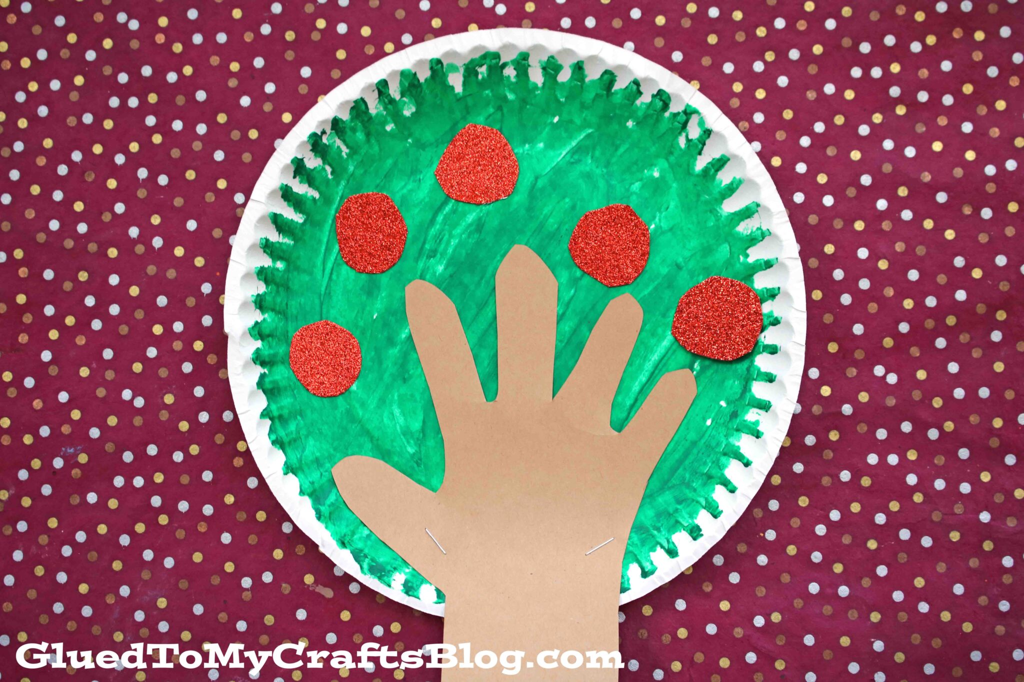 Paper Plate Apple Tree w/Handprint Trunk