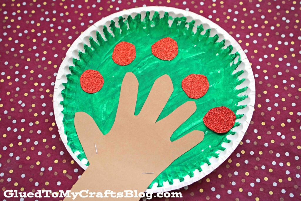 Paper Plate Apple Tree w/Handprint Trunk