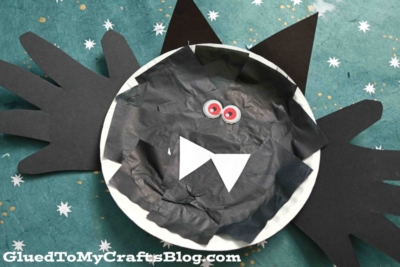 Paper Plate Handprint Bat - Craft Idea For Halloween