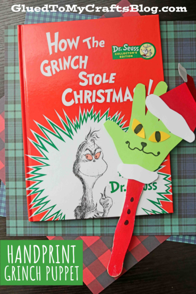 Paper Handprint Grinch Puppet