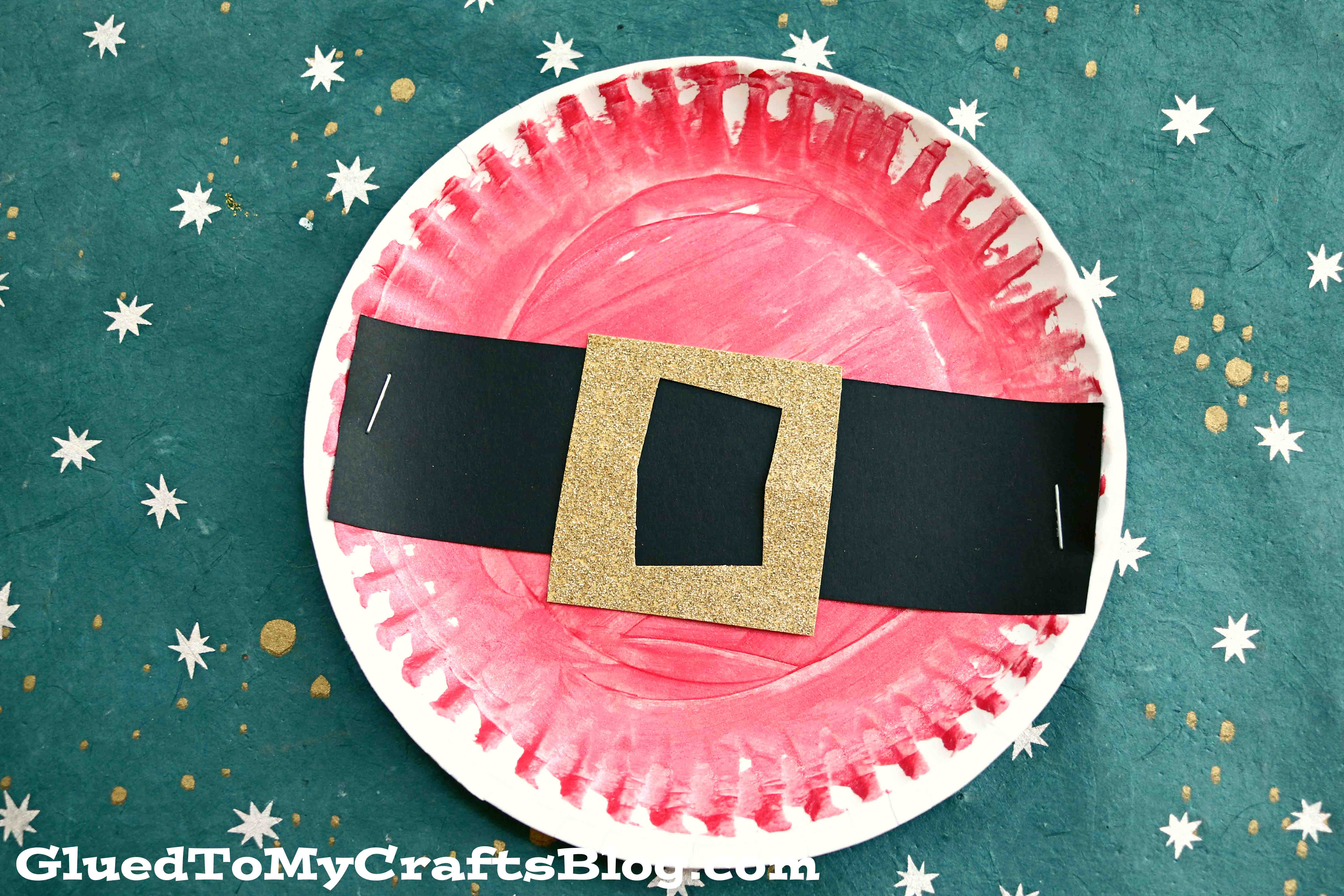 Painted Paper Plate Santa Belly - Kid Craft Idea For Christmas