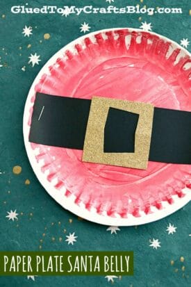 Painted Paper Plate Santa Belly - Kid Craft Idea For Christmas