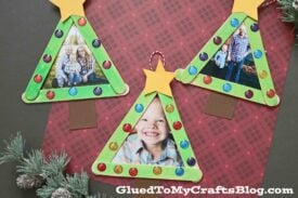 Popsicle Stick Christmas Tree Frame Ornaments - Kid Craft