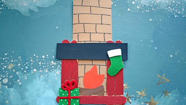 Popsicle Stick Christmas Fireplace - Kid Craft