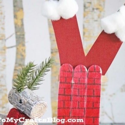 Popsicle Stick Santa Stuck in a Chimney