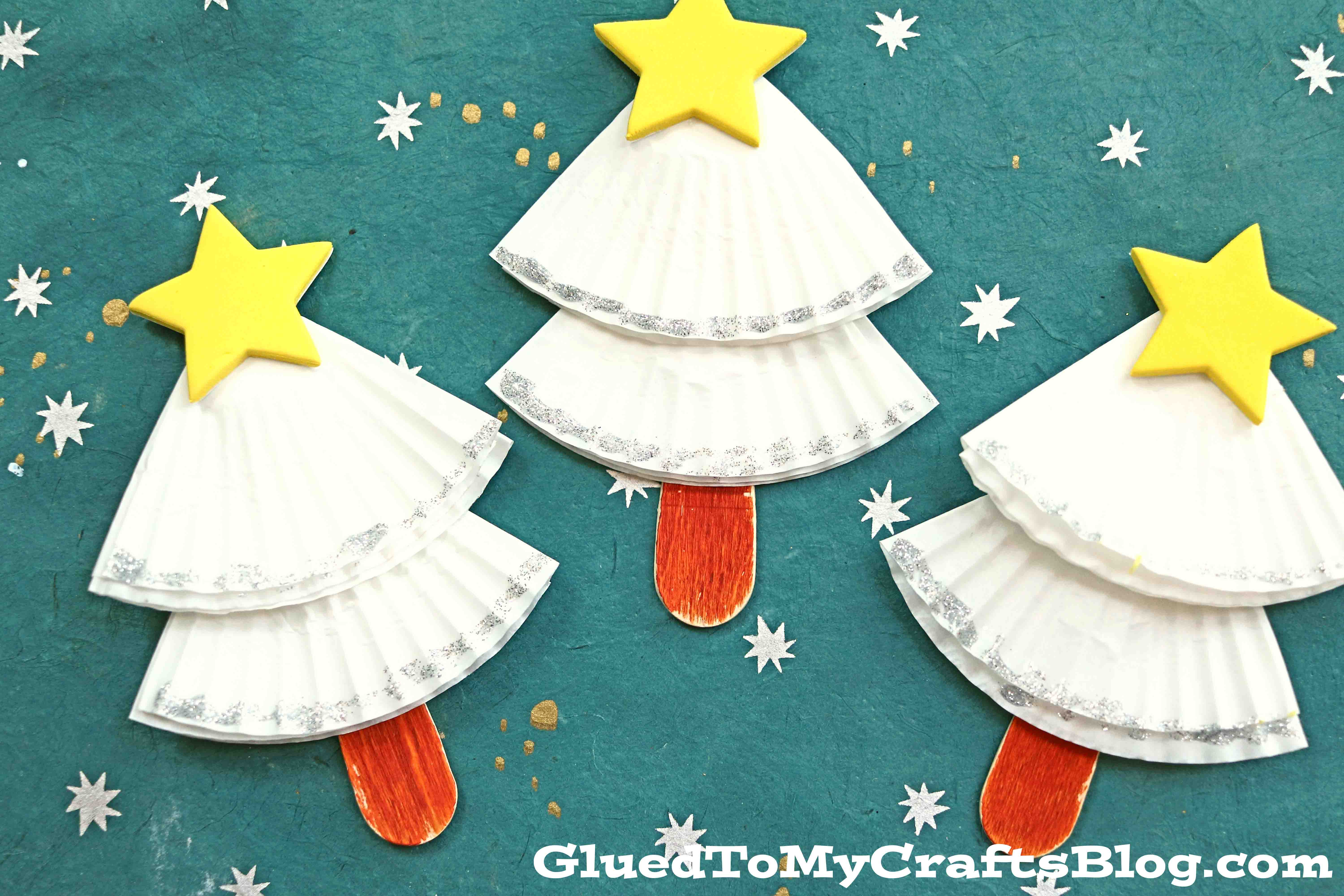 Cupcake Liner Snowy Tree - Winter Kid Craft