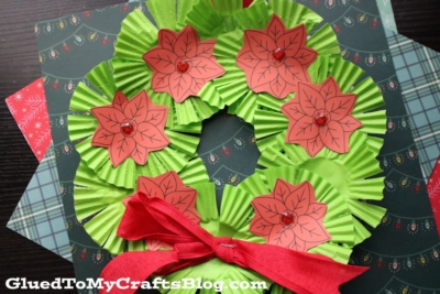 Cupcake Liner Christmas Wreath Craft