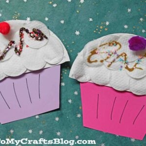 Paper Plate & Cotton Pad Cupcakes - Kid Craft Idea