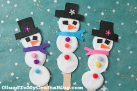 Cotton Pad Snowman Puppets - Winter Kid Craft Idea