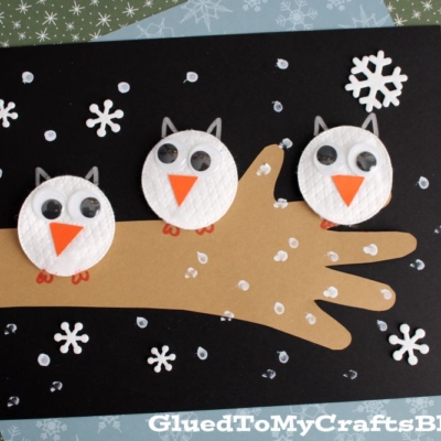 Cotton Pad Winter Owl Craft Idea For Kids