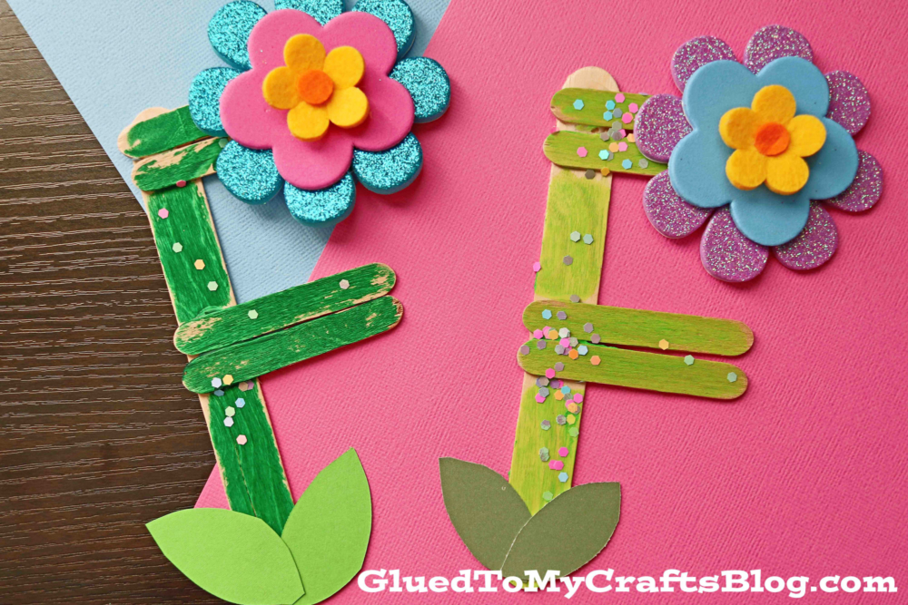 Felt, Button, and Popsicle Stick Flower Craft - Frugal Fun For