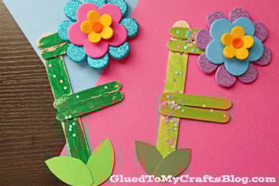 "F" Is For Flower - Popsicle Stick Craft Idea