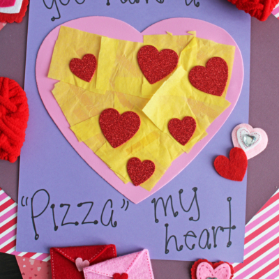Craft Foam Heart Valentine Pizza Card Activity For Kids