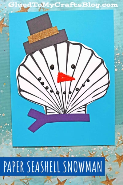Paper Seashell Snowmen - Kid Craft Idea For Winter