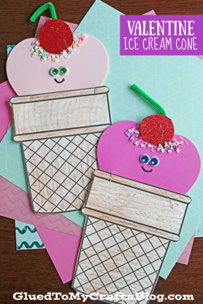 Heart Shaped Valentine Ice Cream Cone - Kid Craft