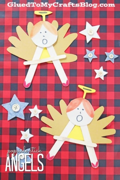 Popsicle Stick Angels In An "A" Shape For Christmas