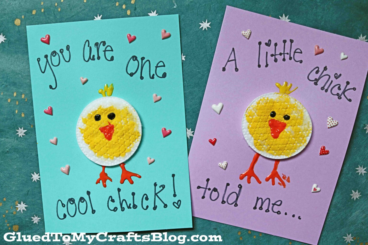 Cotton Pad Easter Chick Cards