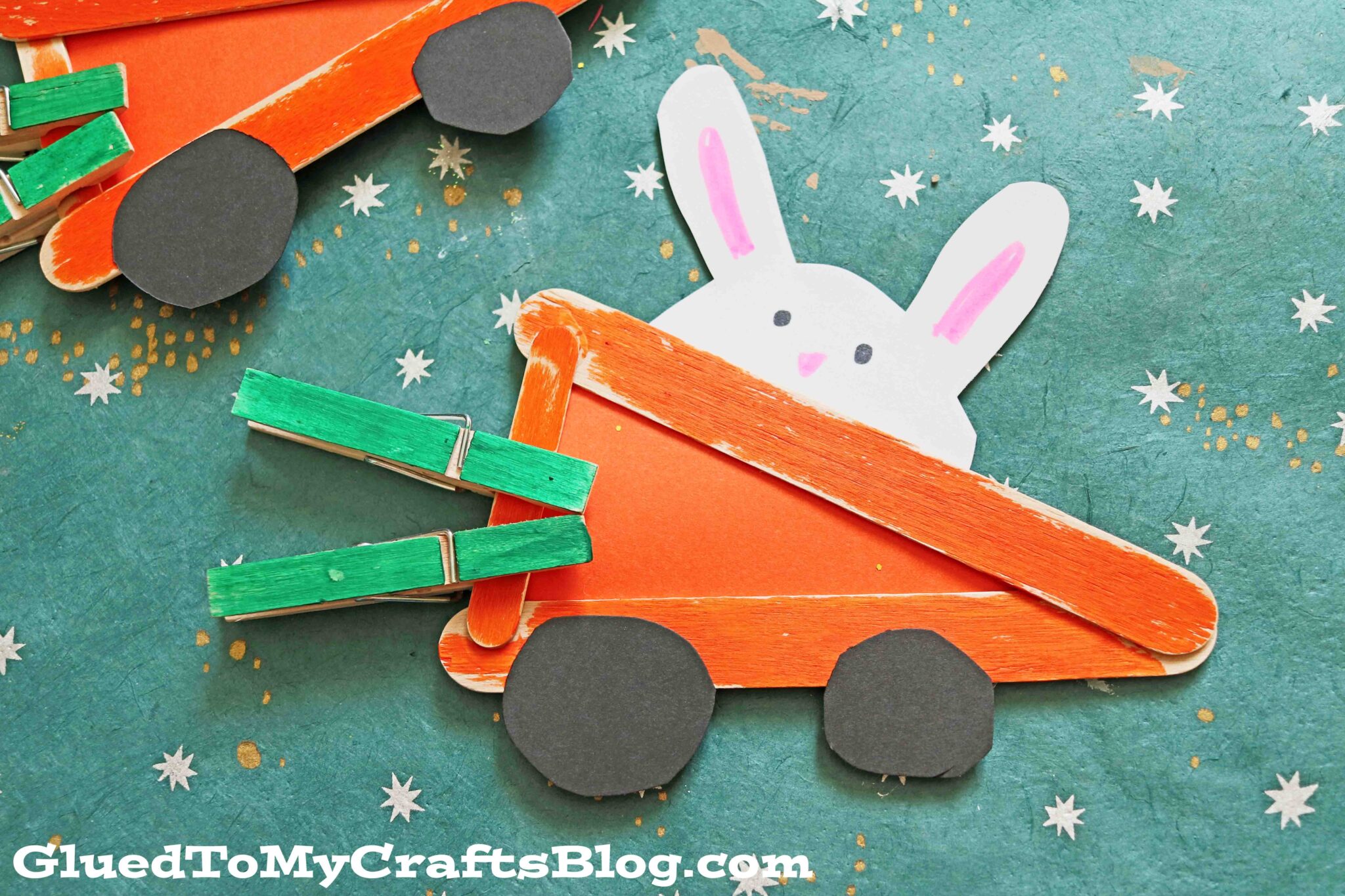 Popsicle Stick Carrot Car Craft Idea