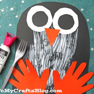 Paper and Fork Painted Penguin - Kid Craft Idea For Winter