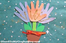 Paper Handprint Flower Bouquet - Kid Craft For Spring
