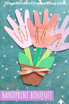 Paper Handprint Flower Bouquet - Kid Craft For Spring