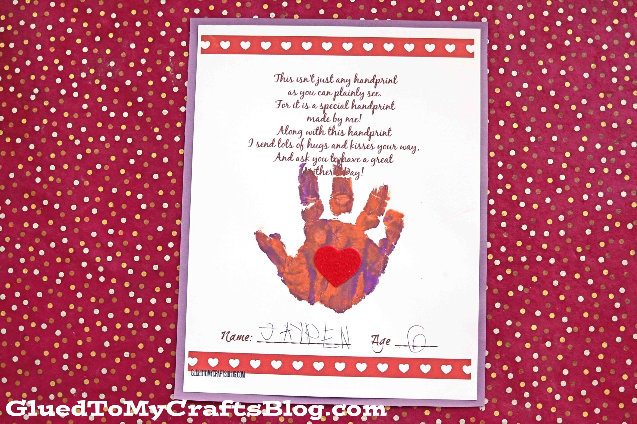 Handprint Mother's Day Poem Keepsake