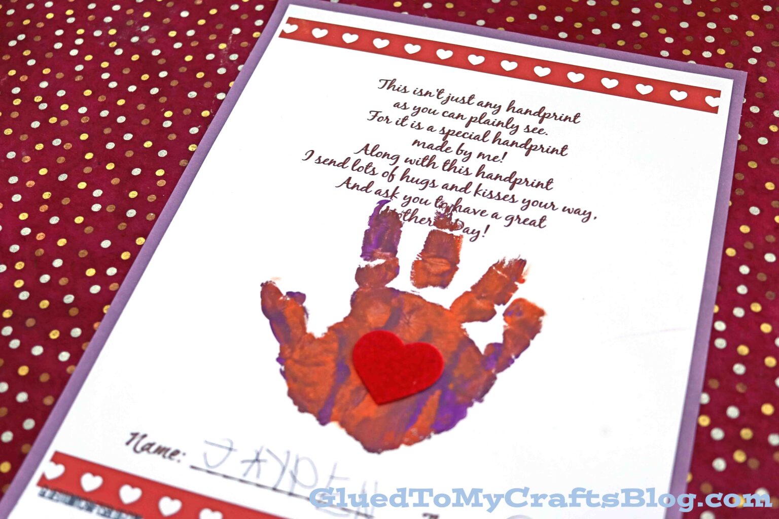 Handprint Mother's Day Poem Keepsake