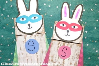 Paper Bag Superhero Bunny Puppet