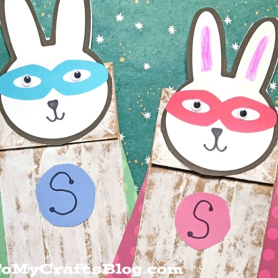Paper Bag Superhero Bunny Puppet
