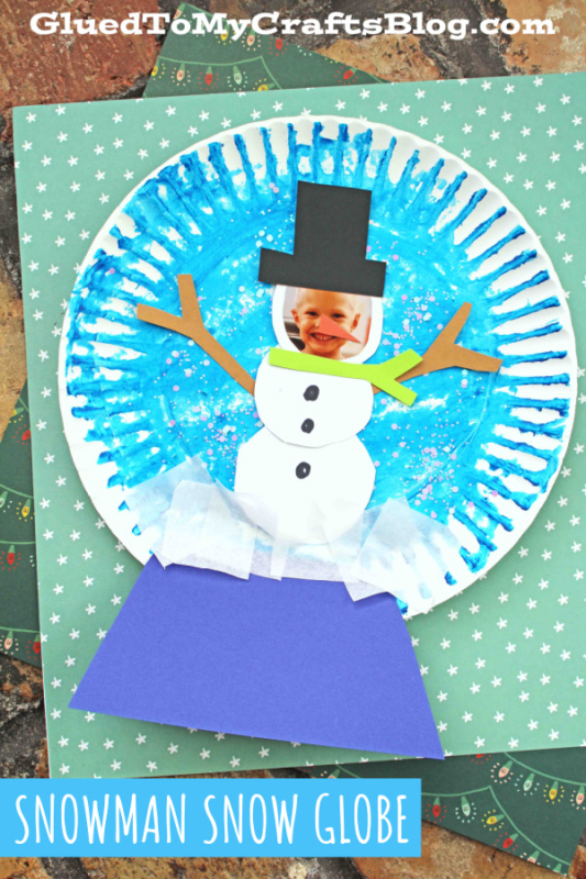 Paper Plate Snowman Snow Globe Craft
