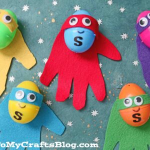 Upcycled Plastic Egg Superhero Puppets - Easter Kid Craft