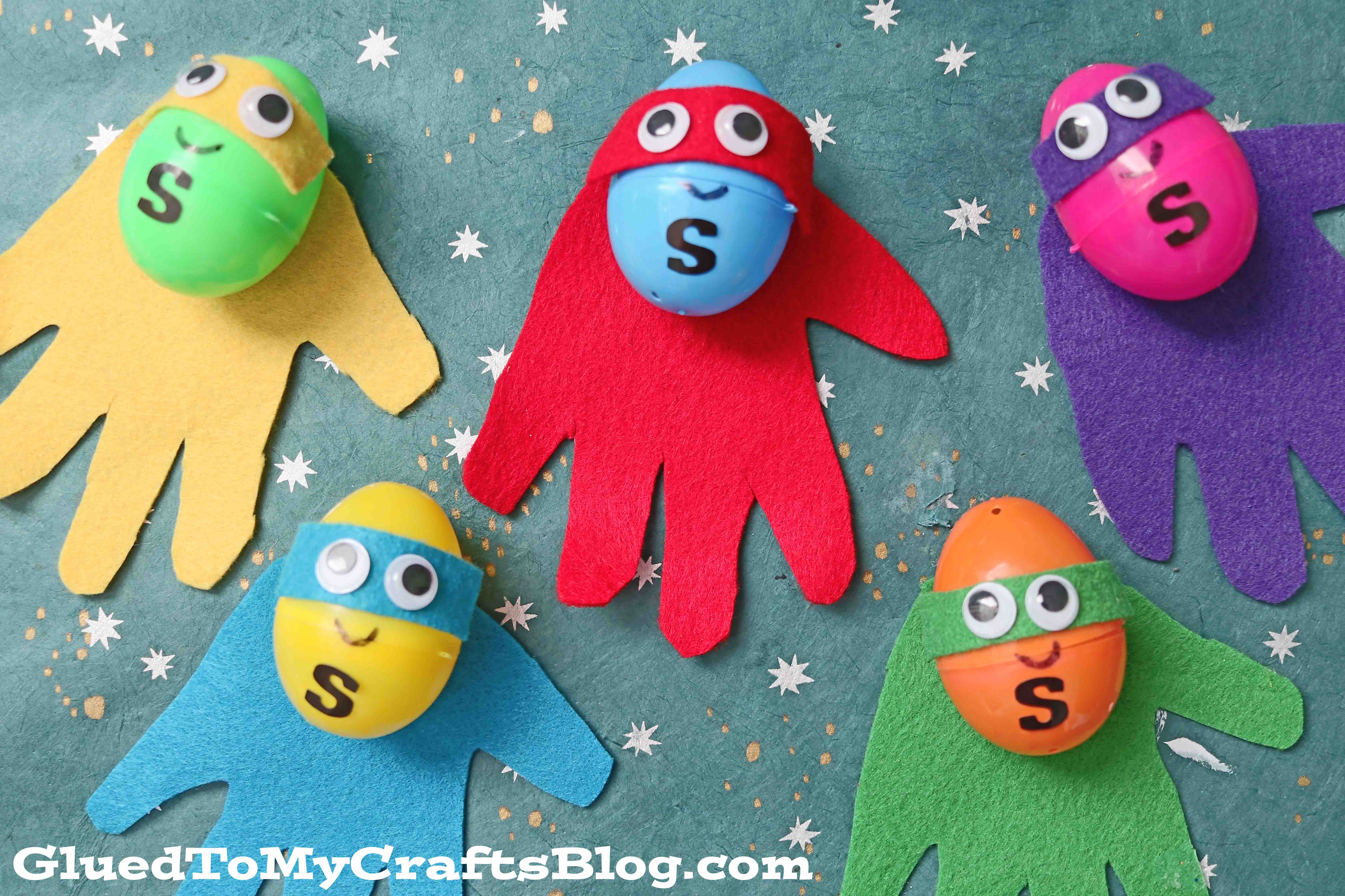 Upcycled Plastic Egg Superhero Puppets - Easter Kid Craft