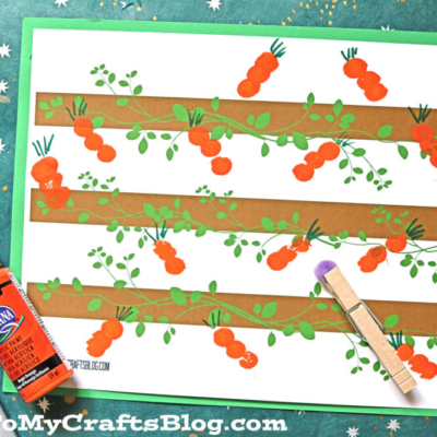 Pom Pom Painted Carrot Patch - Easter Craft Idea For Kids