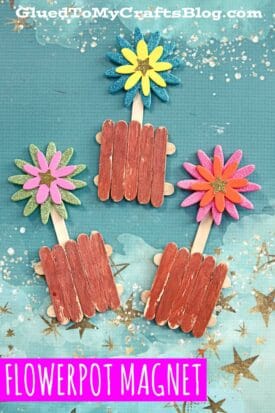 Popsicle Stick Flower Pot Magnets - Kid Craft Idea For Spring