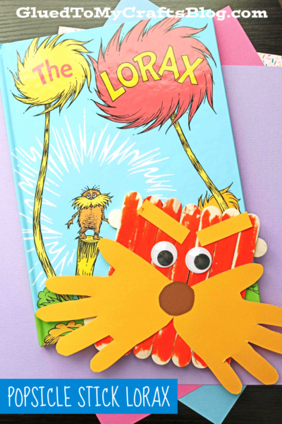 Popsicle Stick Lorax w/Handprint Beard - Kid Craft