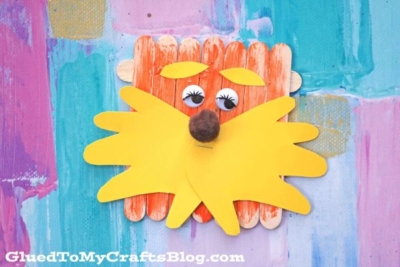 Popsicle Stick Lorax Craft Idea