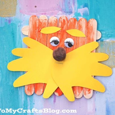 Popsicle Stick Lorax Craft Idea