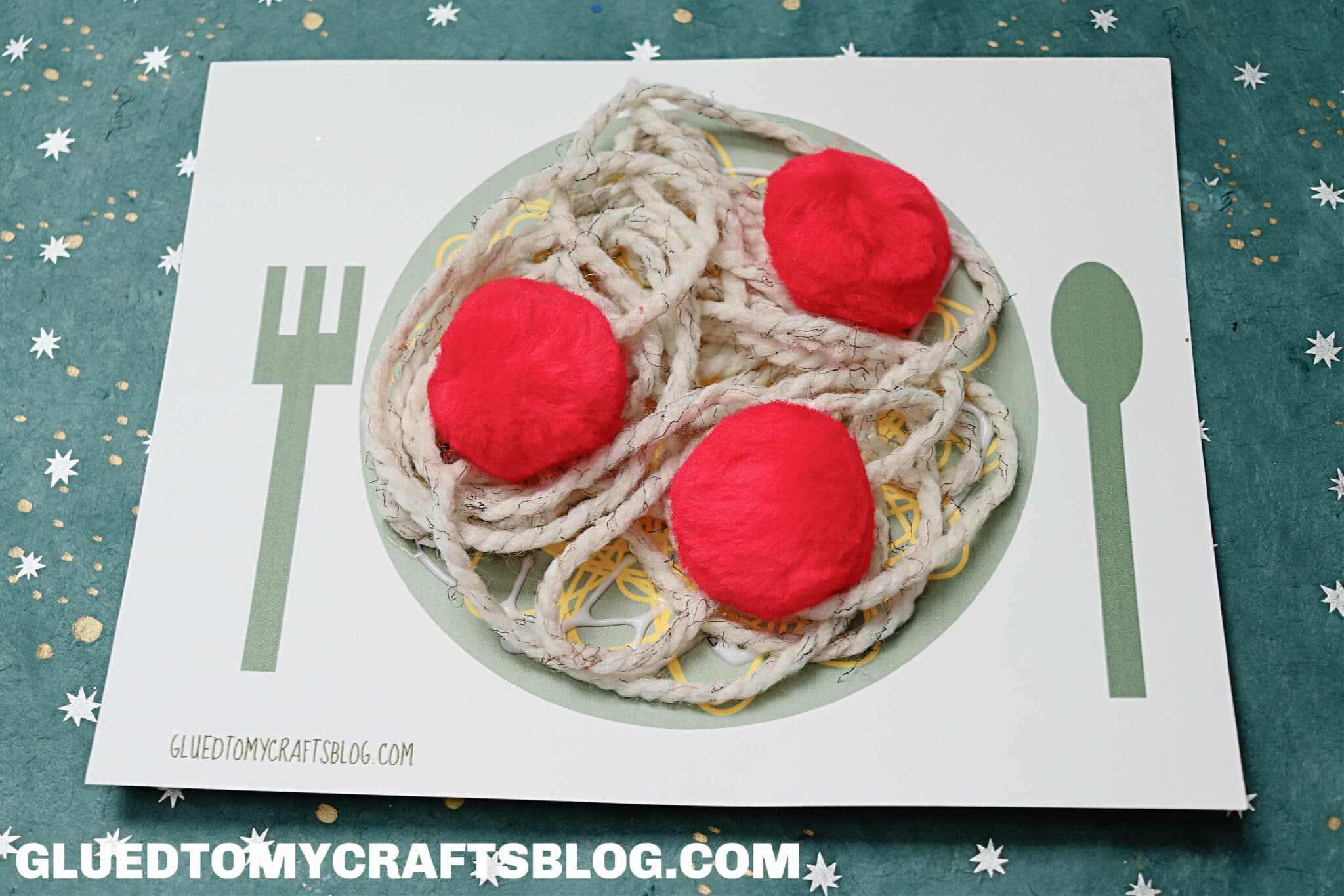 Pom Pom & Yarn Spaghetti Craft Idea For Kids