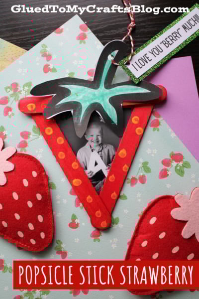 Popsicle Stick Strawberry Ornament - Easy Photo Craft for Kids