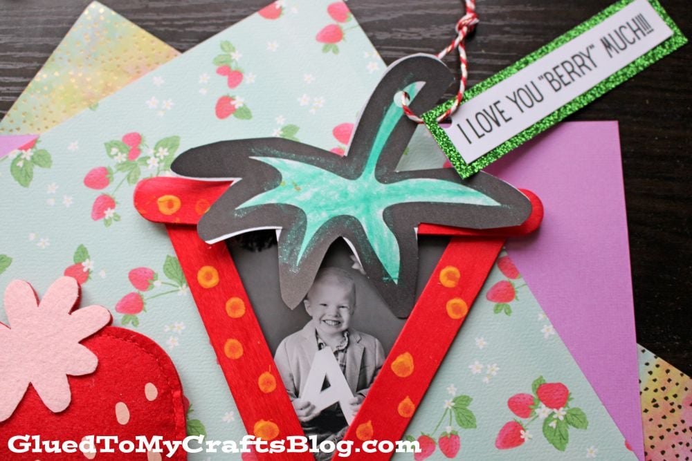 Popsicle Stick Strawberry Ornament - Easy Photo Craft for Kids