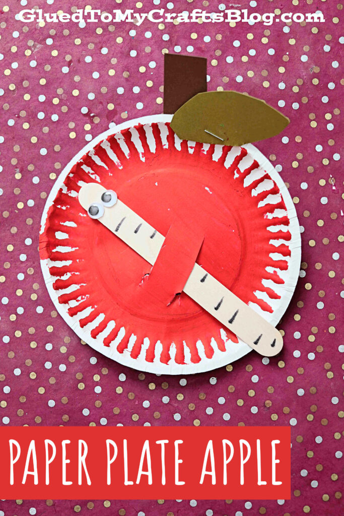 Paper Plate Apple w/Popsicle Stick Worm - Kid Craft