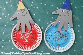 Handprint Elephant On Paper Plate Ball - Circus Craft Idea For Kids