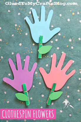 Clothespin Handprint Flowers - Kid Craft