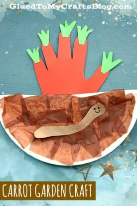 Paper Plate Handprint Carrots In The Garden - Kid Craft